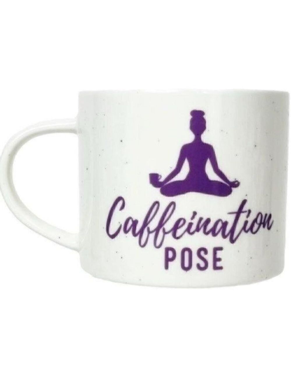 CAFFEINATION Pose Yoga Threshold Porcelain coffee mug 16 ounce white speckled